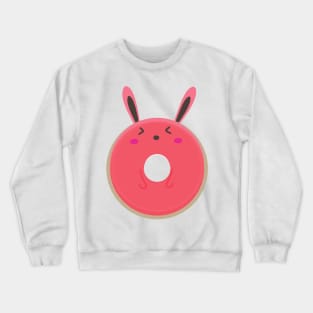 Pink Donut Blushing Bunny Rabbit Crewneck Sweatshirt